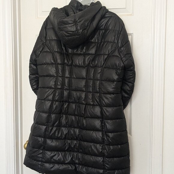 Guess Women's 3/4 Length Puffer Jacket With Pockets and Hood Sz XL Black - Picture 10 of 16